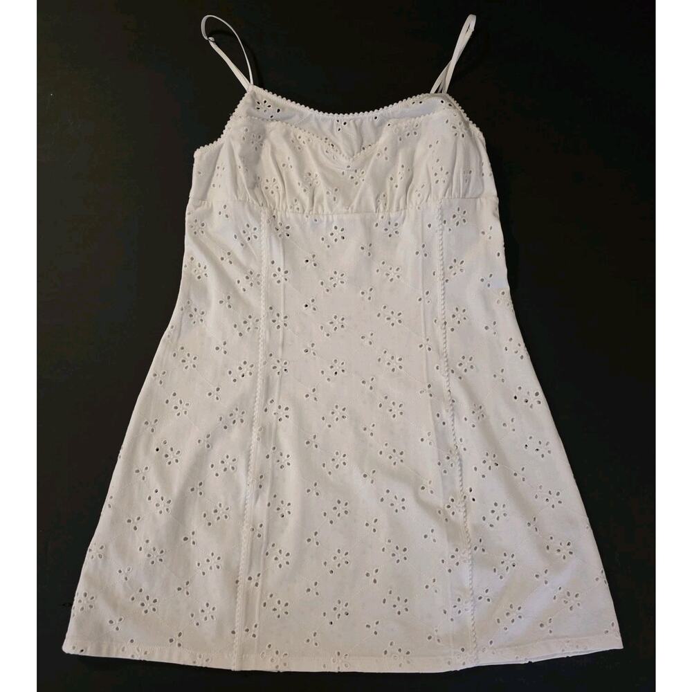 Intimately Free People Slip Mini Dress Eyelet Full Bloom Pointelle White Size M